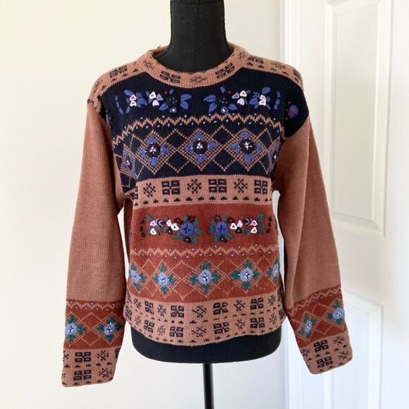 No Boundaries Floral Embroidery Ugly Sweater - Picture 1 of 15